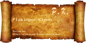 Plakinger Kleon névjegykártya